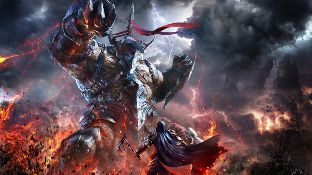 Demonic sword fire sky lightning free wallpaper - medium preview image