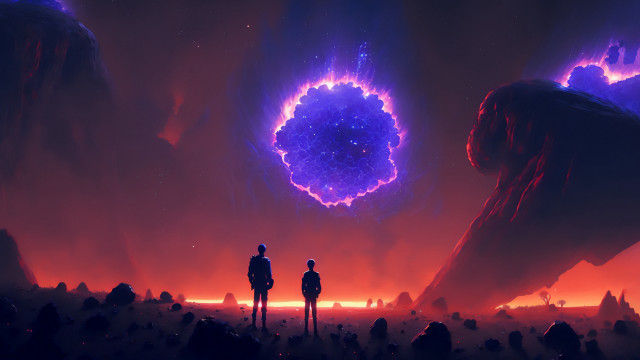 Giant object purple light night free wallpaper - medium preview image