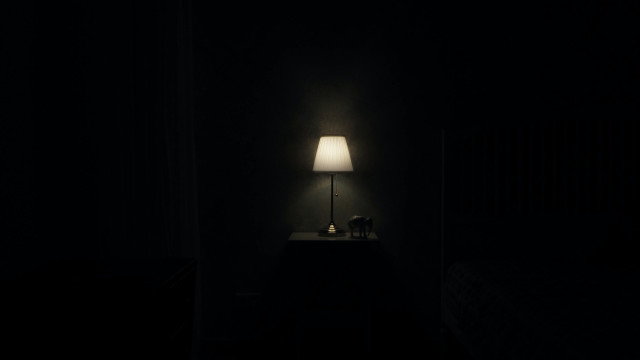 Lamp lit dark room dog free wallpaper - medium preview image