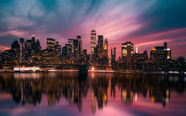 City skyline bridge water night #8 free wallpaper - medium preview image