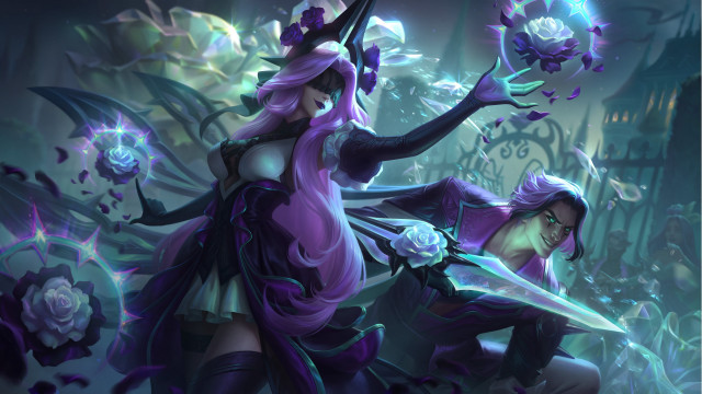 Purple armor sword flower glowing free wallpaper - medium preview image