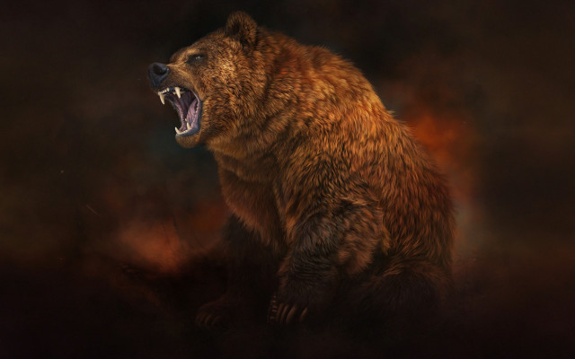 Brown bear open mouth furry free wallpaper - medium preview image