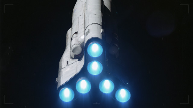Space shuttle blue lights moon free wallpaper - medium preview image