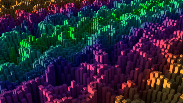 Colorful blocks rainbow generative raytraced free wallpaper - medium preview image