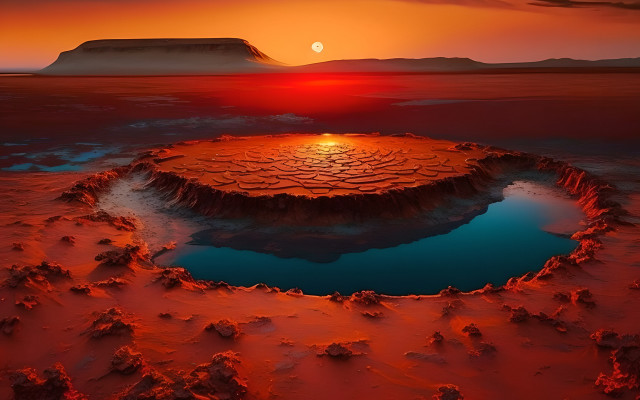 Crater desert sunset mountain space free wallpaper - medium preview image