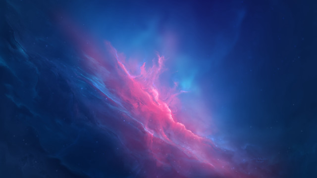 Blue pink clouds starry sky free wallpaper - medium preview image