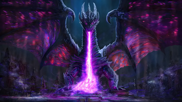 Dragon purple red lights dark free wallpaper - medium preview image