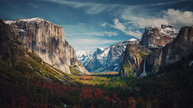 Mountain range forest snow clouds free wallpaper - medium preview image