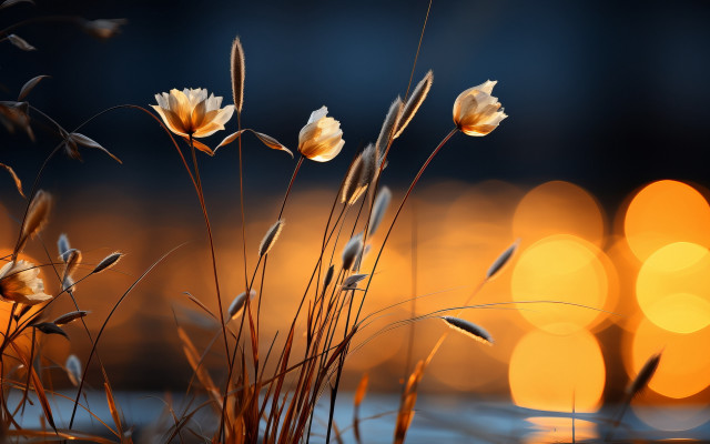 Flowers water lights macro autumn free wallpaper - medium preview image
