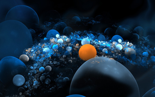 Orange ball space particles raytraced free wallpaper - medium preview image