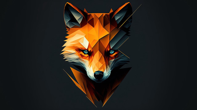Fox blue eyes low poly free wallpaper - medium preview image
