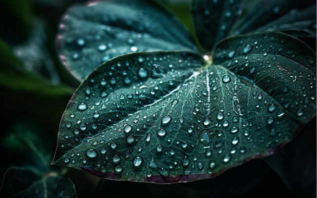 Green leaf water droplets macro #42 free wallpaper - medium preview image