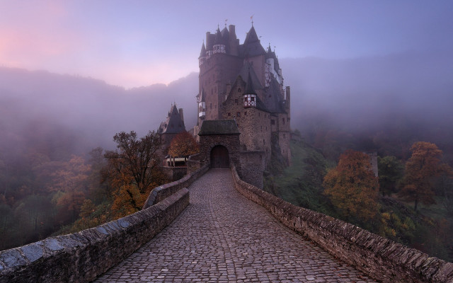 Castle foggy mountains evgeny lushpin free wallpaper - medium preview image