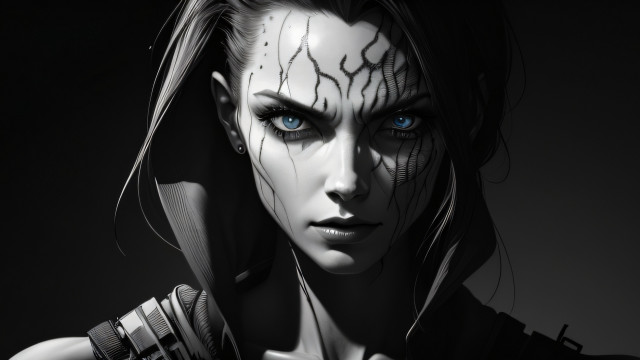 Woman blue eyes gothic knife free wallpaper - medium preview image