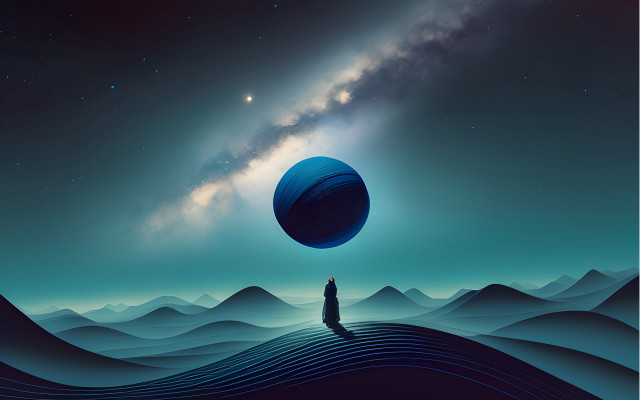 Hill astral planetary digital night free wallpaper - medium preview image