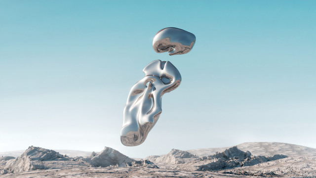 Silver floating mountain sky abstract free wallpaper - medium preview image