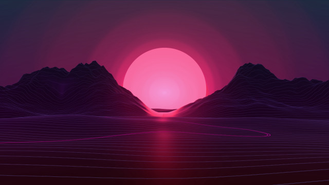 Sunset mountains water pink sun free wallpaper - medium preview image