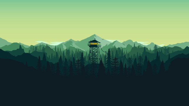 Tall tower forest mountains yellow free wallpaper - medium preview image
