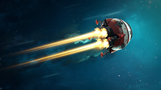 Space ship rockets ocean stars free wallpaper - medium preview image