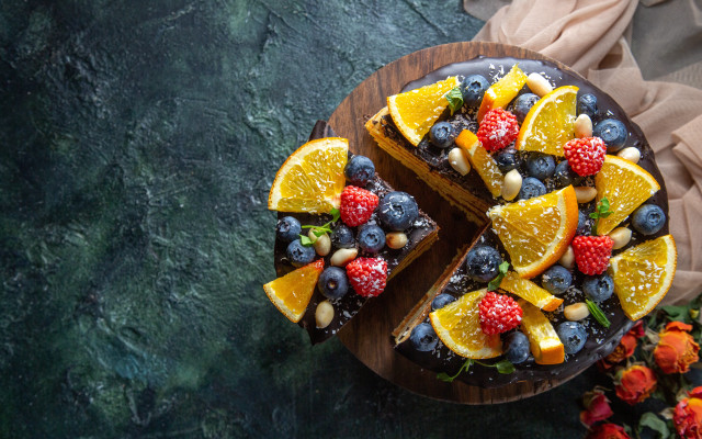 Cake fruit flowers napkin pastel free wallpaper - medium preview image