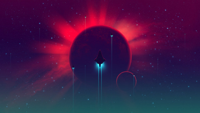 Space station rocket starry background free wallpaper - medium preview image