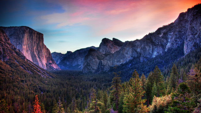 Mountain forest sunset red sky free wallpaper - medium preview image