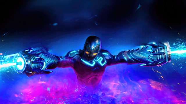 Futuristic man glowing arm armor free wallpaper - medium preview image