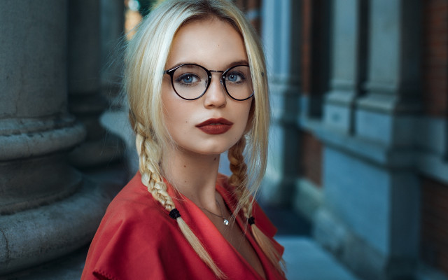 Mannequin glasses braid building artnouveau free wallpaper - medium preview image