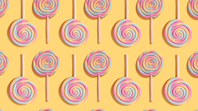 Lollipop pattern yellow pastel surreal free wallpaper - medium preview image