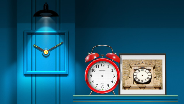 Blue room clock shelf painting free wallpaper - medium preview image