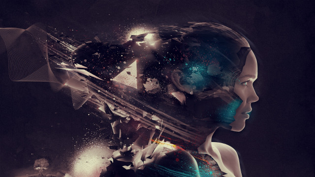 Futuristic astronaut starry background cyberpunk free wallpaper - medium preview image