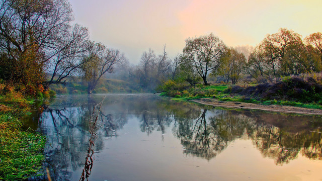 River trees water clouds autumn #2 free wallpaper - medium preview image