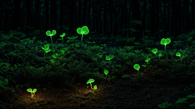 Glowing plants dark forest bioluminescence free wallpaper - medium preview image