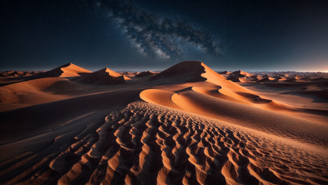 Desert starry sky mountains city free wallpaper - medium preview image