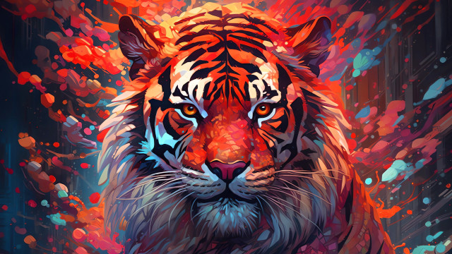 Tiger colorful background spots fire free wallpaper - medium preview image