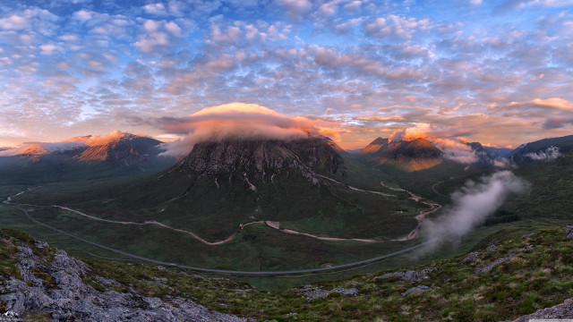 Mountain road clouds sunset ocean free wallpaper - medium preview image