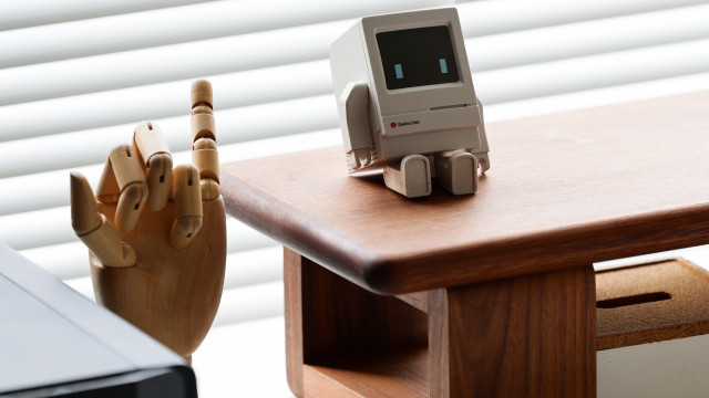 Wooden table robot hand window free wallpaper - medium preview image