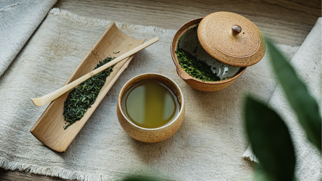 Tea cup wooden spoons towel free wallpaper - medium preview image