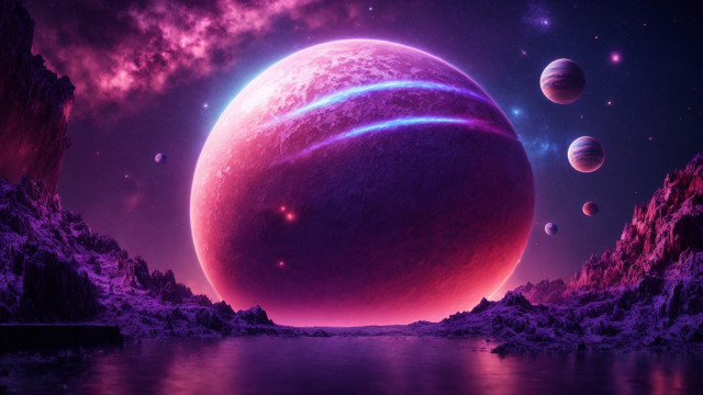 Purple planet galaxy night moon free wallpaper - medium preview image
