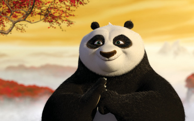 Panda autumn portrait blurry sunset free wallpaper - medium preview image