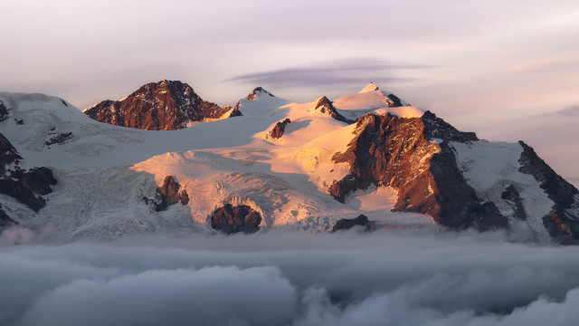 Snowy mountain sunset pink sky free wallpaper - medium preview image