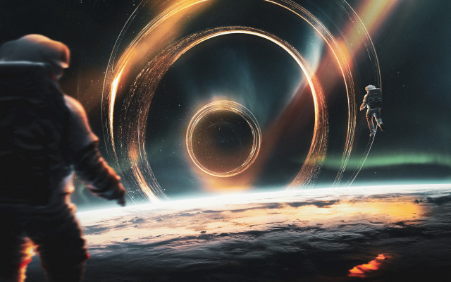 Man space station spiral light free wallpaper - medium preview image