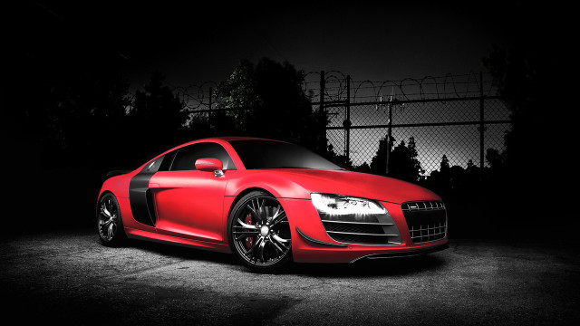 Red car dark area fence #3 free wallpaper - medium preview image
