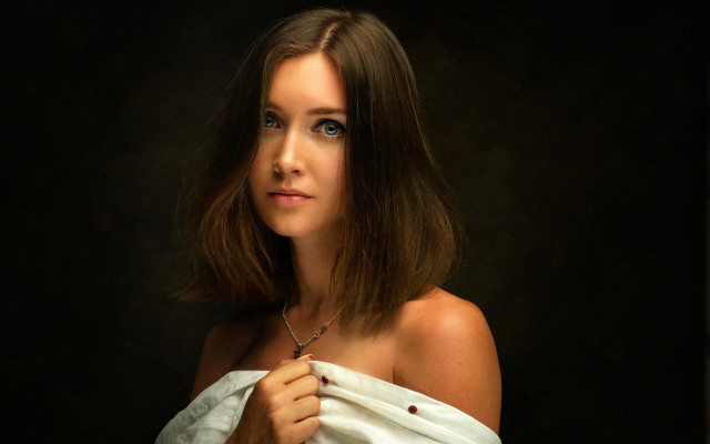 Woman towel black background portrait free wallpaper - medium preview image