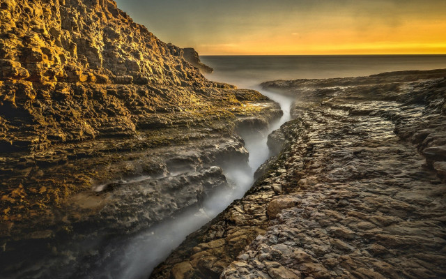 River mountains sunset yellow sky free wallpaper - medium preview image