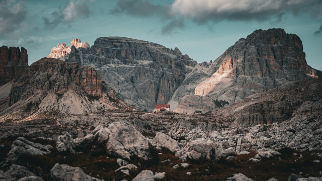 Mountain range red house cloudy free wallpaper - medium preview image