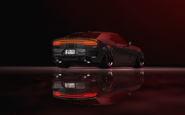 Car redlight reflection photorealism 3d free wallpaper - medium preview image