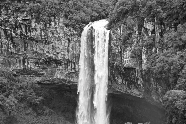 Waterfall forest man standing water free wallpaper - medium preview image