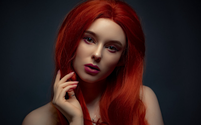Redhair ring pose portrait blueeyes free wallpaper - medium preview image