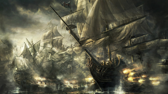 Pirate ship storm background smoke #2 free wallpaper - medium preview image